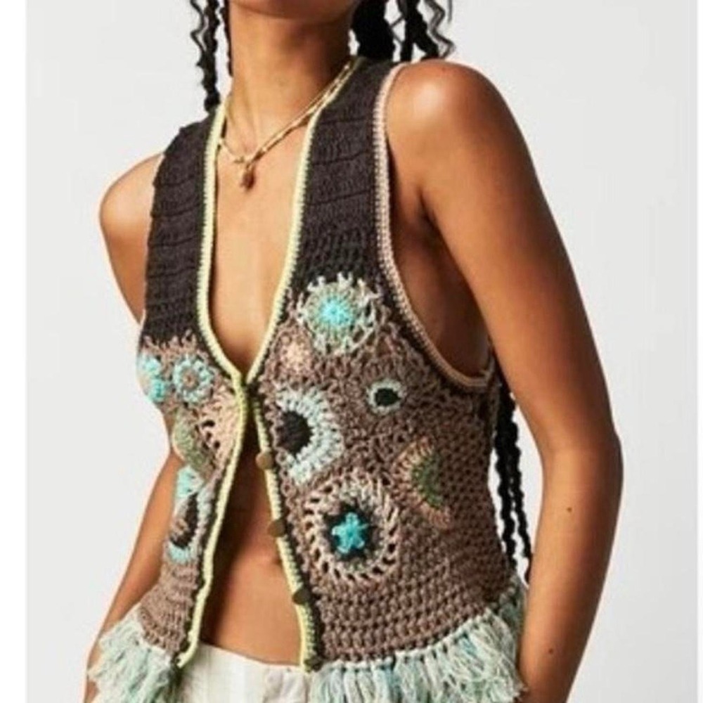 Free People Desert Rose Crochet Vest